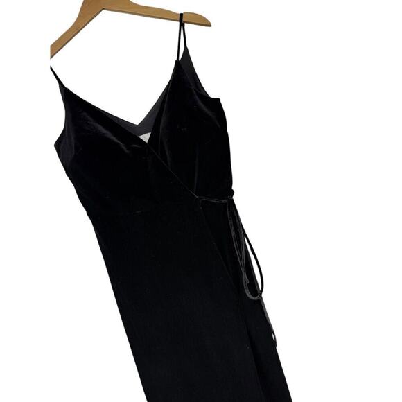 Sorella Vita Black Velvet Wrap Floor Length Formal Gown Bridesmaids Dress 10 - Picture 2 of 10